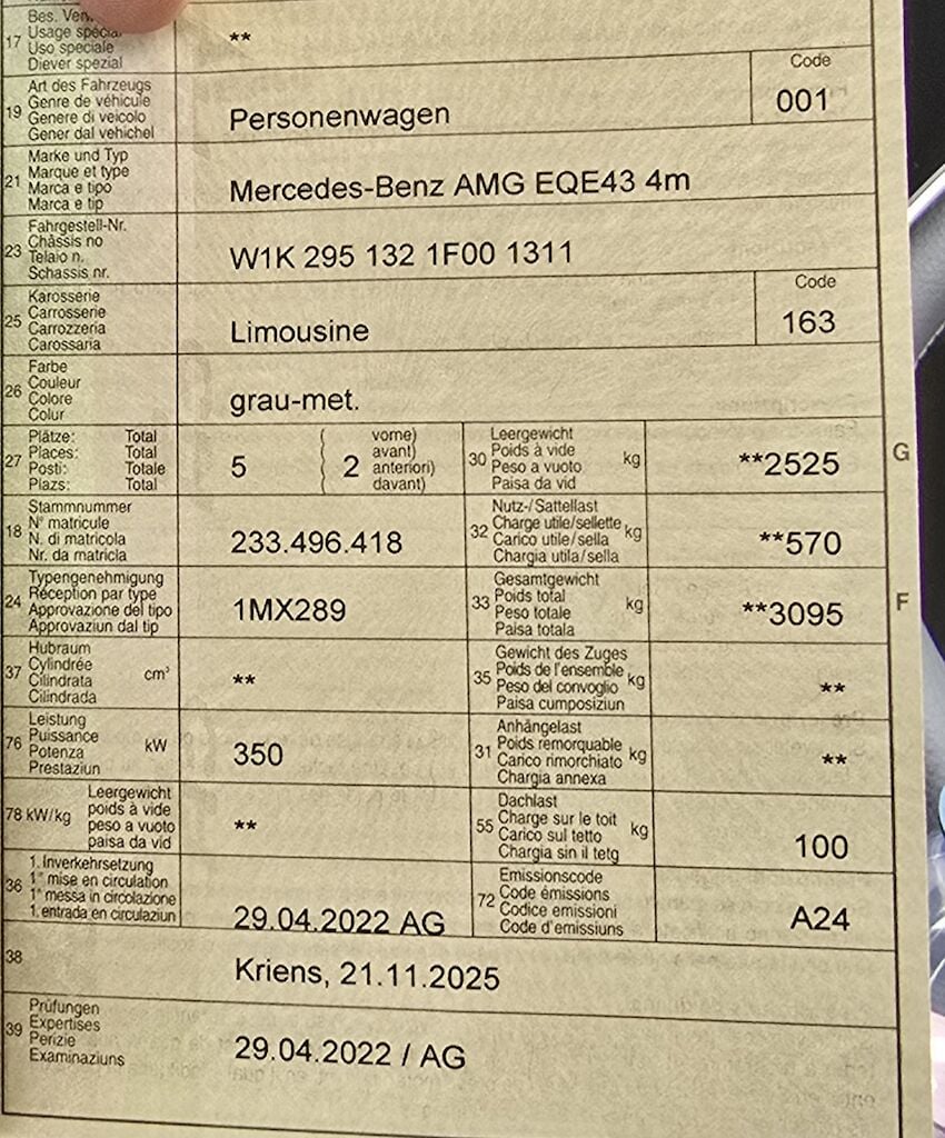 Mercedes Benz AMG EQE34 4m 2022