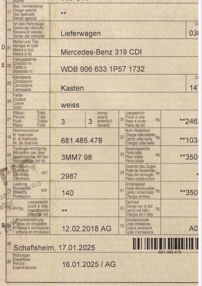 Mercedes Benz Sprinter 319 CDI KA S 2018