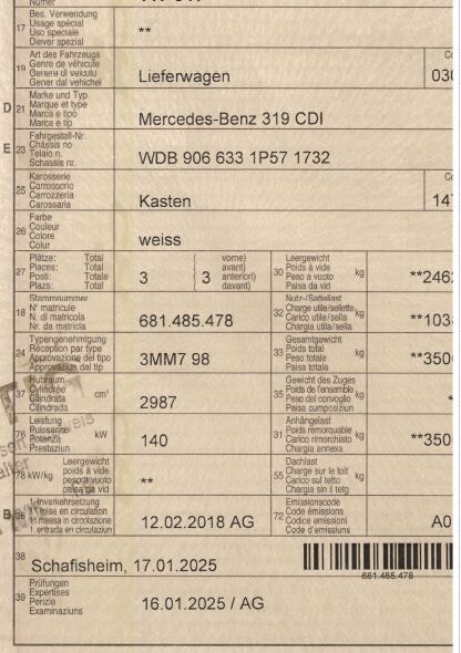 Mercedes Benz Sprinter 319 CDI KA S 2018